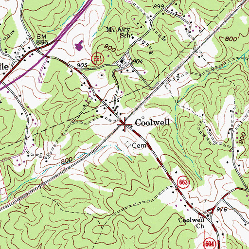 Topographic Map of Coolwell, VA