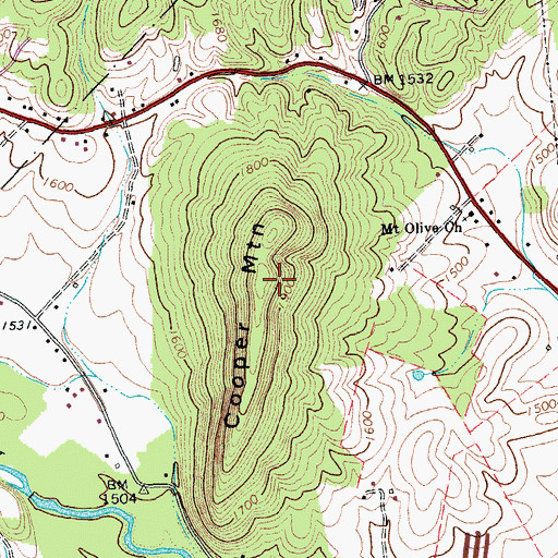 Topographic Map of Cooper Mountain, VA