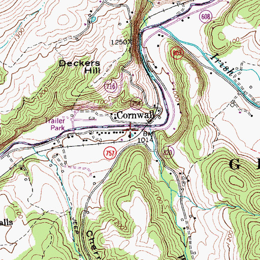 Topographic Map of Cornwall, VA