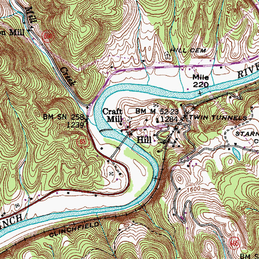 Topographic Map of Craft Mill, VA