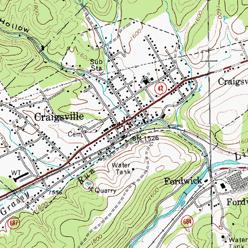 Topographic Map of Craigsville, VA