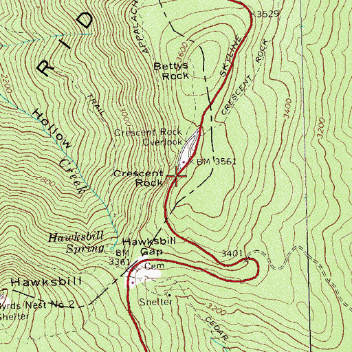 Topographic Map of Crescent Rock, VA