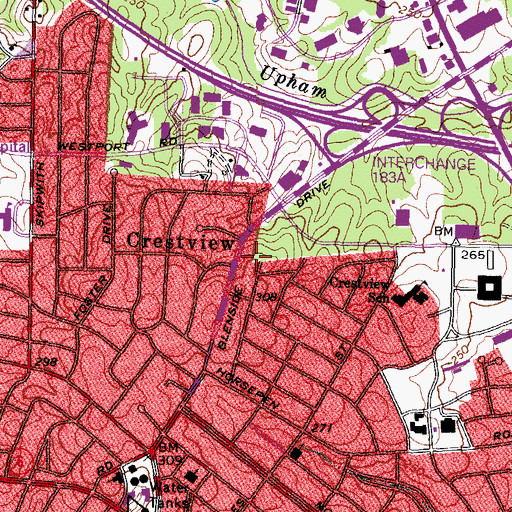 Topographic Map of Crestview, VA