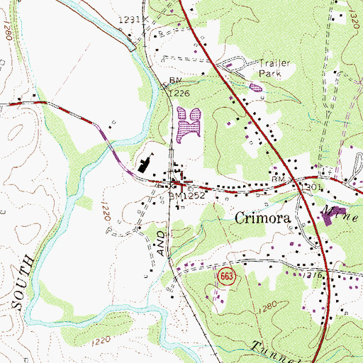 Topographic Map of Crimora, VA