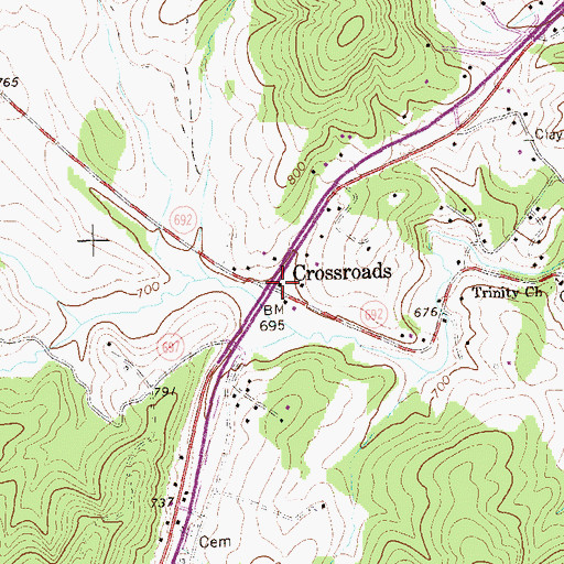 Topographic Map of Crossroads, VA