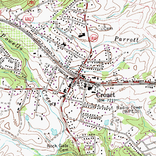 Topographic Map of Crozet, VA
