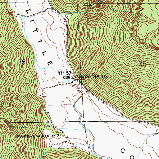 Topographic Map of Cave Spring, AL