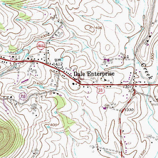 Topographic Map of Dale Enterprise, VA