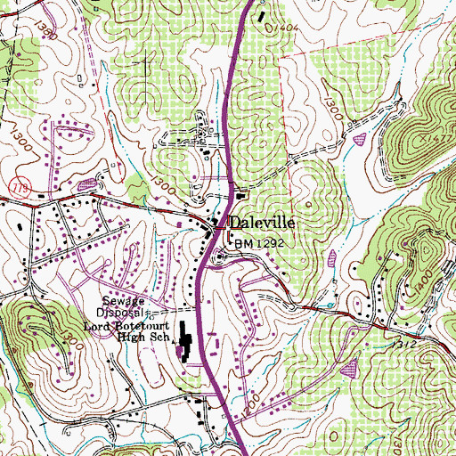 Topographic Map of Daleville, VA