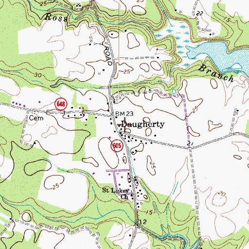 Topographic Map of Daugherty, VA
