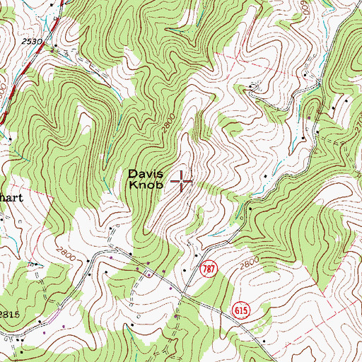 Topographic Map of Davis Knob, VA