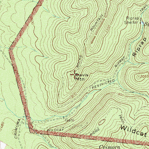 Topographic Map of Davis Mountain, VA