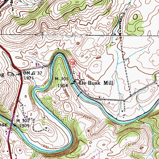 Topographic Map of De Busk Mill, VA