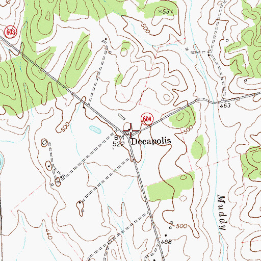 Topographic Map of Decapolis, VA