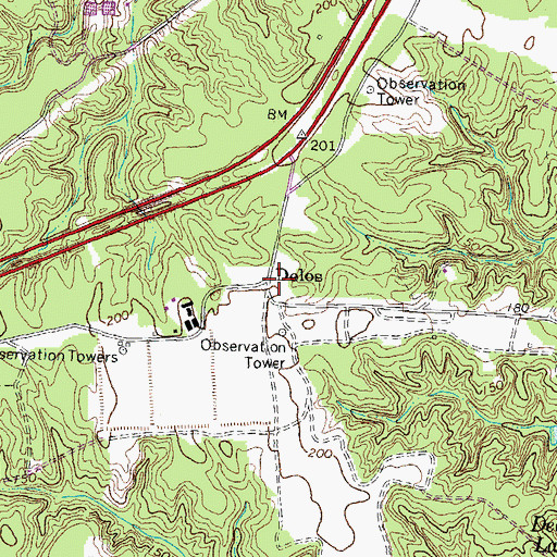 Topographic Map of Delos, VA