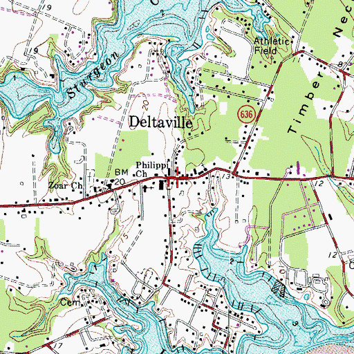 Topographic Map of Deltaville, VA