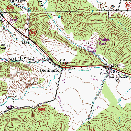 Topographic Map of Denmark, VA