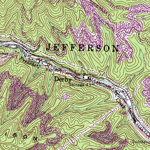 Topographic Map of Derby, VA