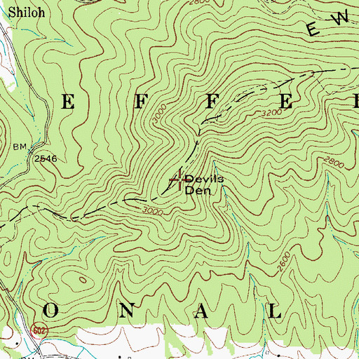 Topographic Map of Devils Den, VA