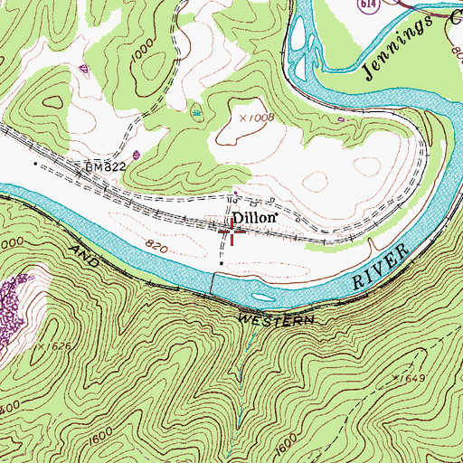 Topographic Map of Dillon, VA