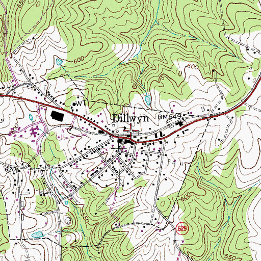 Topographic Map of Dillwyn, VA