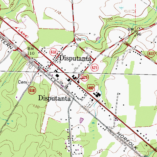 Topographic Map of Disputanta, VA