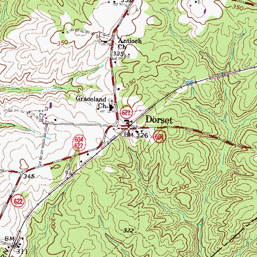 Topographic Map of Dorset, VA