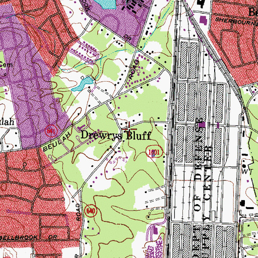 Topographic Map of Drewrys Bluff, VA
