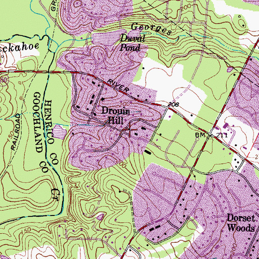 Topographic Map of Drouin Hill, VA
