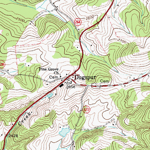 Topographic Map of Dugspur, VA