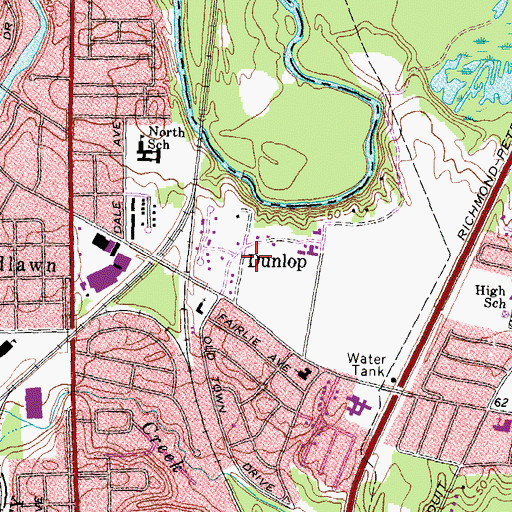 Topographic Map of Dunlop, VA