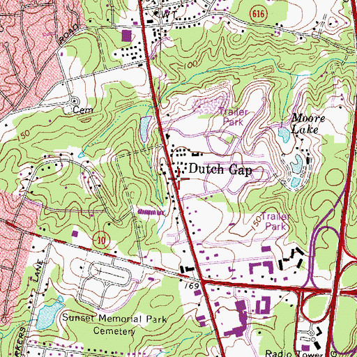 Topographic Map of Dutch Gap, VA
