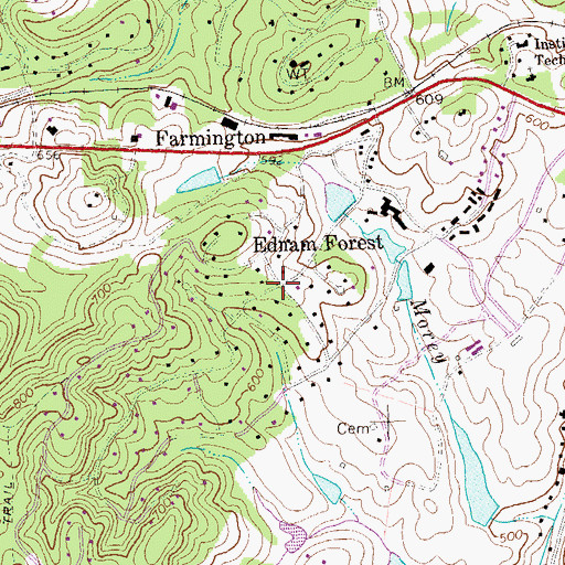 Topographic Map of Ednam Forest, VA