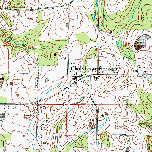 Topographic Map of Chalybeate Junior High School (historical), AL