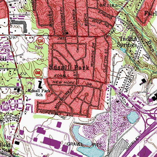 Topographic Map of Edsall Park, VA