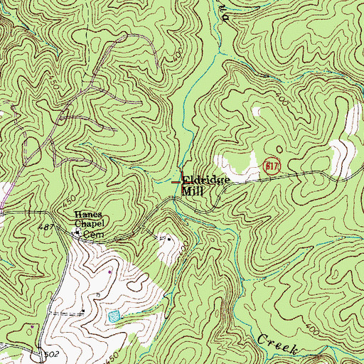 Topographic Map of Eldridge Mill, VA
