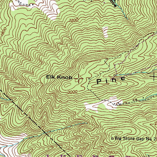 Topographic Map of Elk Knob, VA