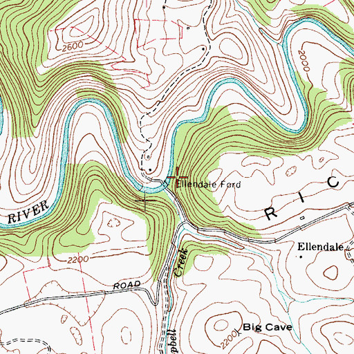 Topographic Map of Ellendale Ford, VA