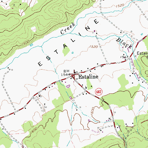 Topographic Map of Estaline, VA