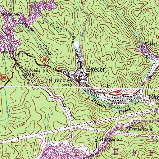Topographic Map of Exeter, VA