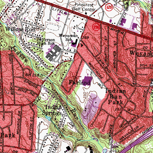 Topographic Map of Fairland, VA