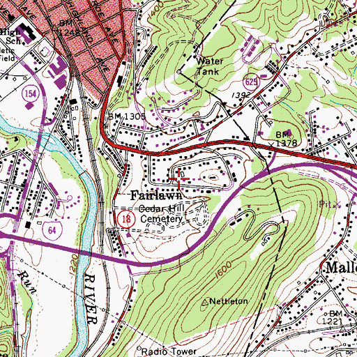 Topographic Map of Fairlawn, VA