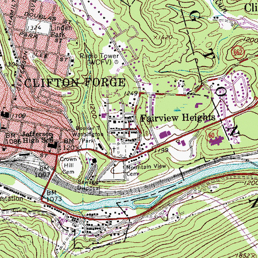 Topographic Map of Fairview Heights, VA