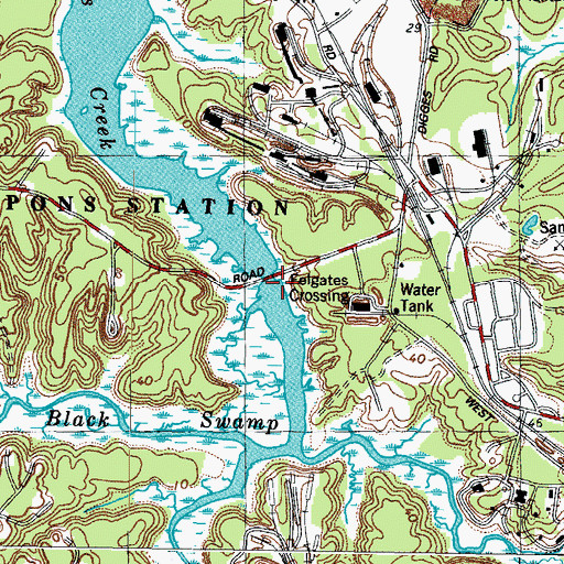 Topographic Map of Felgates Crossing, VA