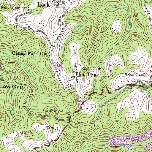 Topographic Map of Flat Top, VA