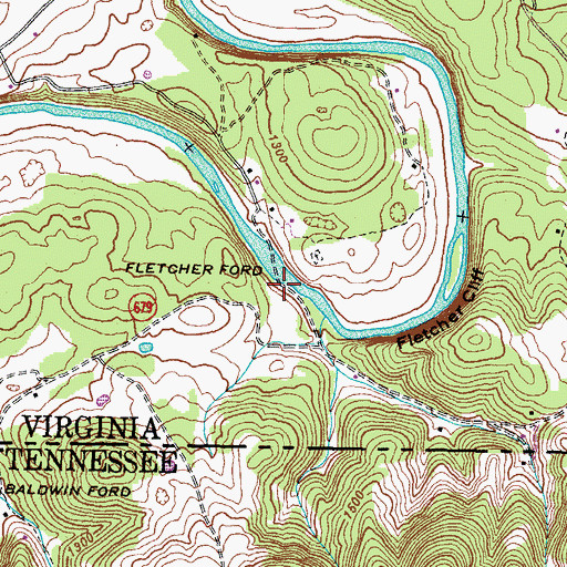 Topographic Map of Fletcher Ford, VA