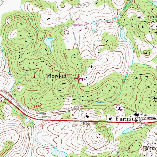 Topographic Map of Flordon, VA