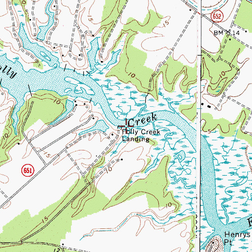 Topographic Map of Folly Creek Landing, VA