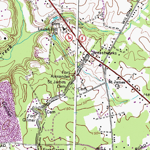 Topographic Map of Fort Alexander (historical), VA