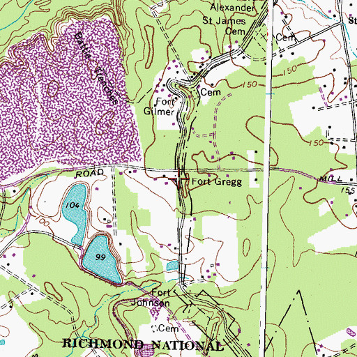 Topographic Map of Fort Gregg (historical), VA